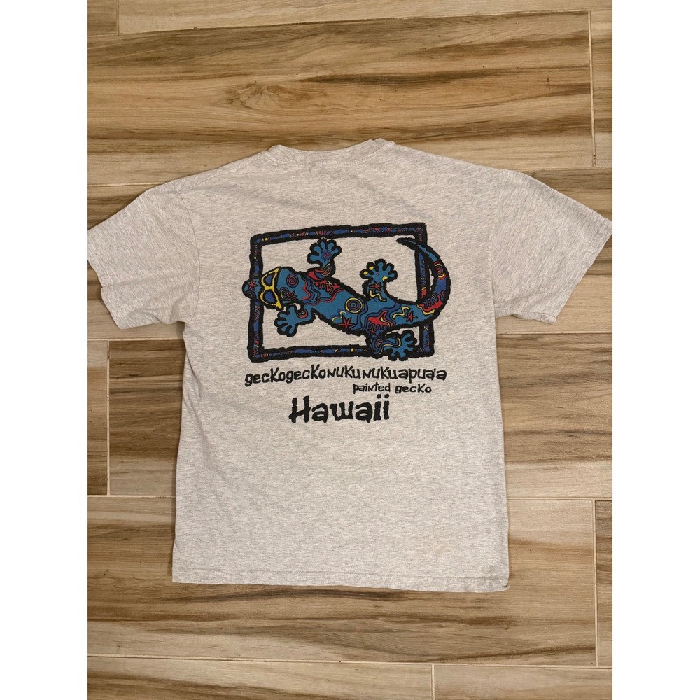 Vintage Gecko Hawaii Painted Gecko T-Shirt Hanes Heavyweight Grey Mens Medium